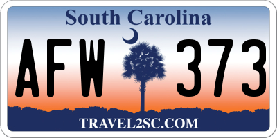 SC license plate AFW373