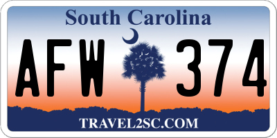 SC license plate AFW374