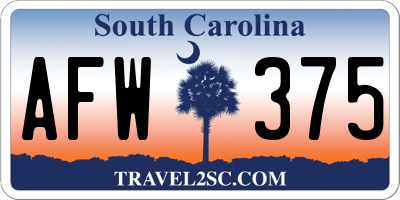 SC license plate AFW375