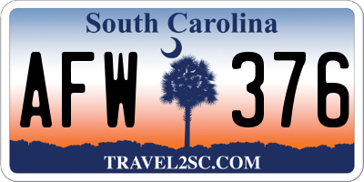 SC license plate AFW376