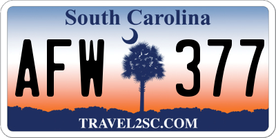 SC license plate AFW377