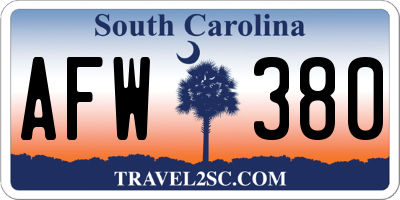 SC license plate AFW380