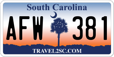 SC license plate AFW381