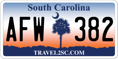 SC license plate AFW382