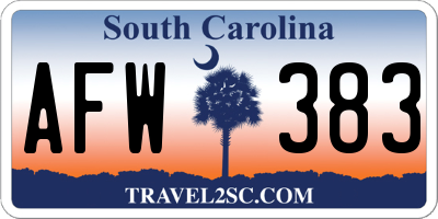SC license plate AFW383