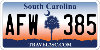 SC license plate AFW385