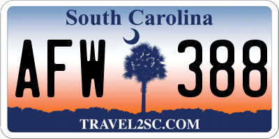SC license plate AFW388