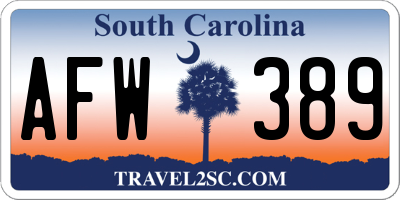 SC license plate AFW389
