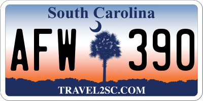 SC license plate AFW390