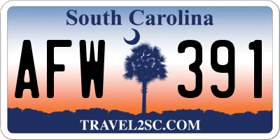 SC license plate AFW391