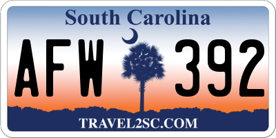 SC license plate AFW392