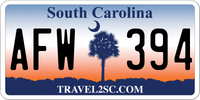 SC license plate AFW394