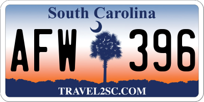 SC license plate AFW396