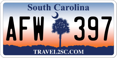 SC license plate AFW397