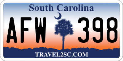 SC license plate AFW398