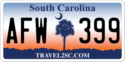 SC license plate AFW399