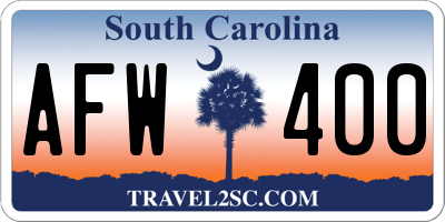 SC license plate AFW400