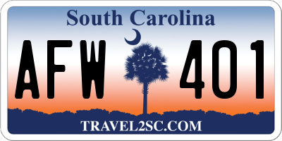 SC license plate AFW401