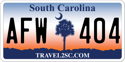 SC license plate AFW404