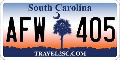 SC license plate AFW405