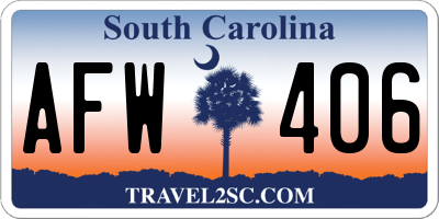 SC license plate AFW406