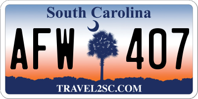 SC license plate AFW407