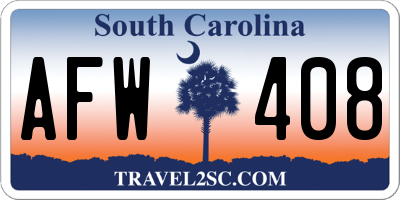 SC license plate AFW408