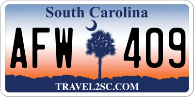 SC license plate AFW409