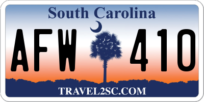SC license plate AFW410