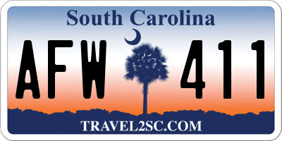 SC license plate AFW411