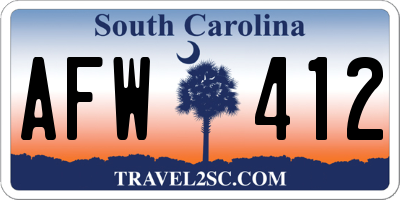 SC license plate AFW412