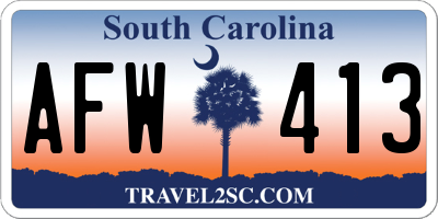 SC license plate AFW413