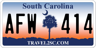 SC license plate AFW414