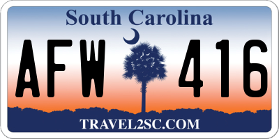 SC license plate AFW416