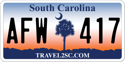 SC license plate AFW417