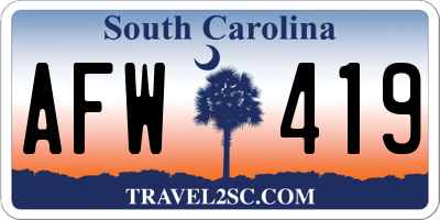 SC license plate AFW419