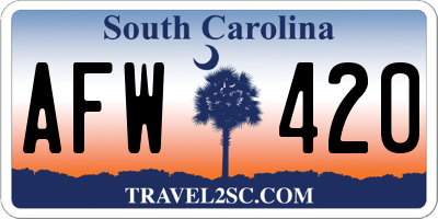 SC license plate AFW420