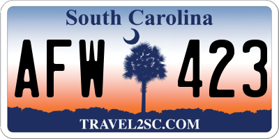 SC license plate AFW423