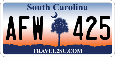 SC license plate AFW425
