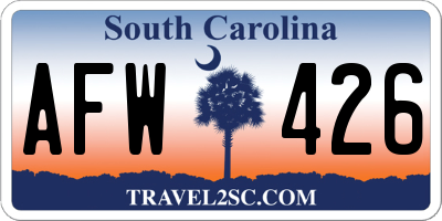 SC license plate AFW426