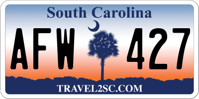 SC license plate AFW427