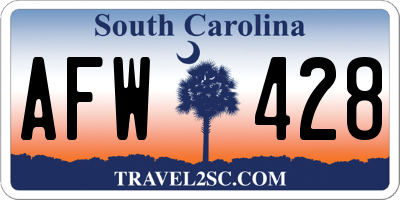 SC license plate AFW428