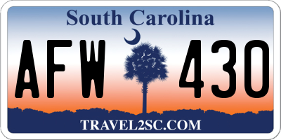 SC license plate AFW430