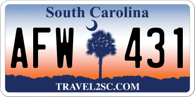 SC license plate AFW431