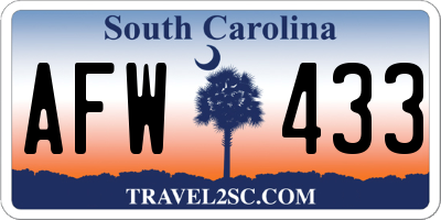 SC license plate AFW433
