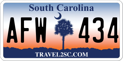 SC license plate AFW434