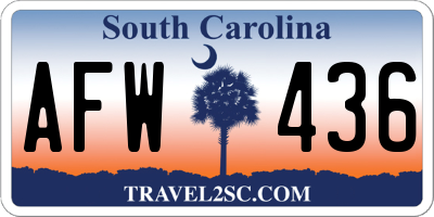 SC license plate AFW436