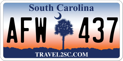 SC license plate AFW437