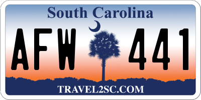 SC license plate AFW441