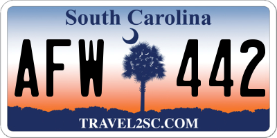 SC license plate AFW442